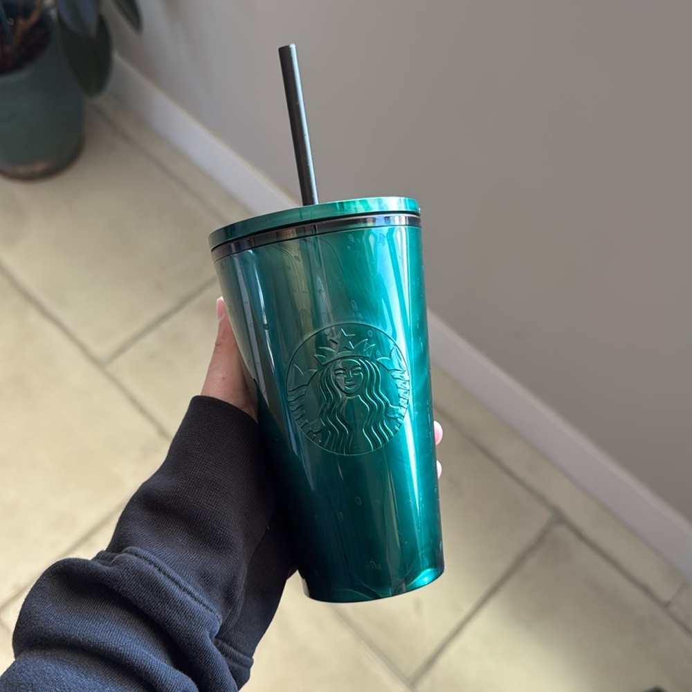 Lightly used green Starbucks cold cup tumbler - 16oz